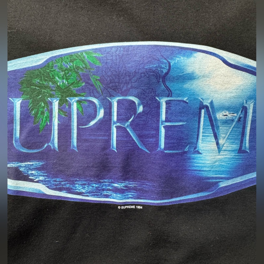Supreme Black Tee with Ocean Blue Logo - Picture 8 of 13